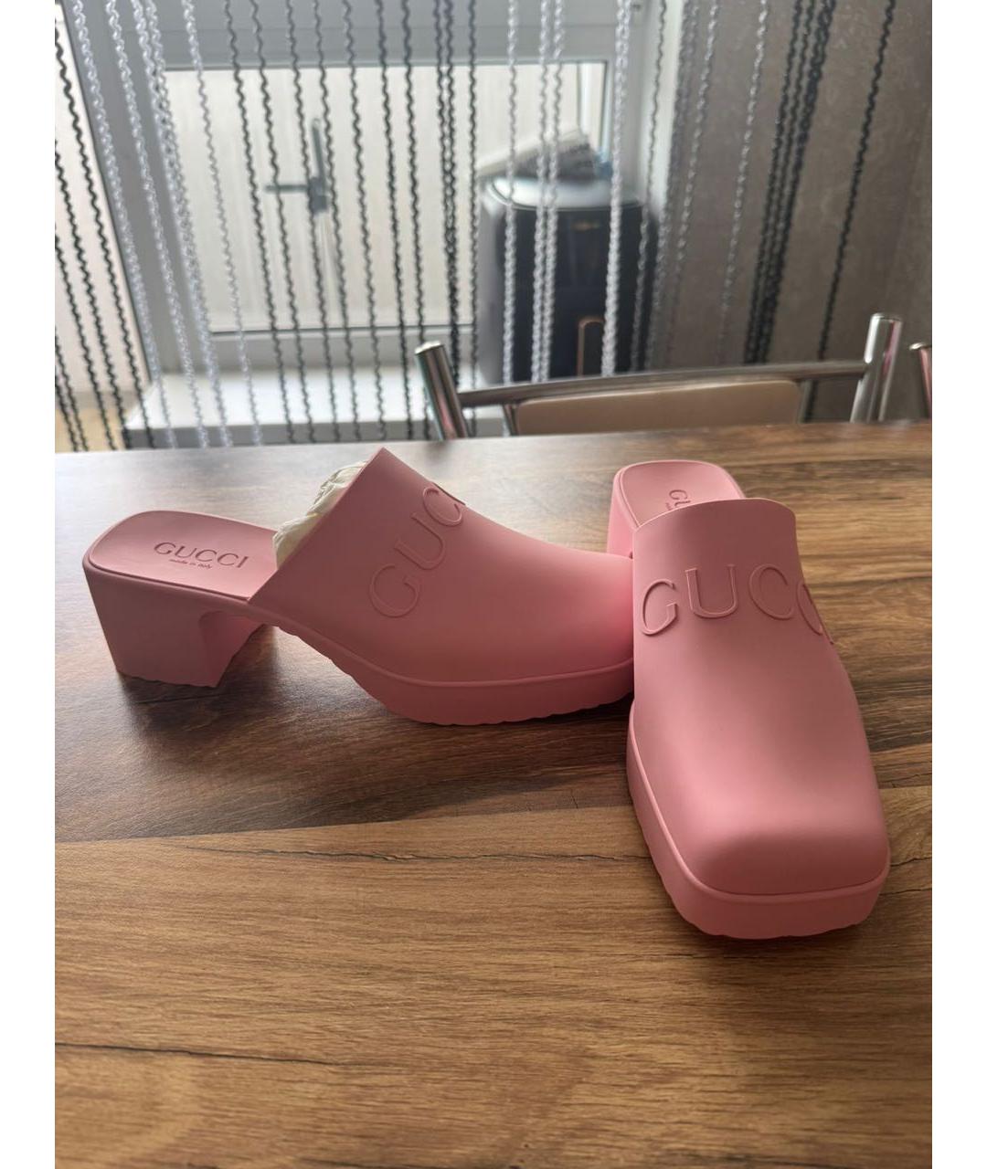 GUCCI Розовые резиновые сабо, фото 5