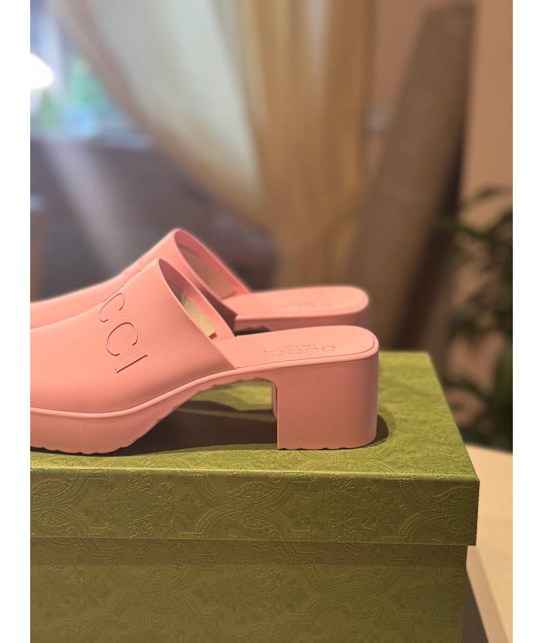 GUCCI Розовые резиновые сабо, фото 2