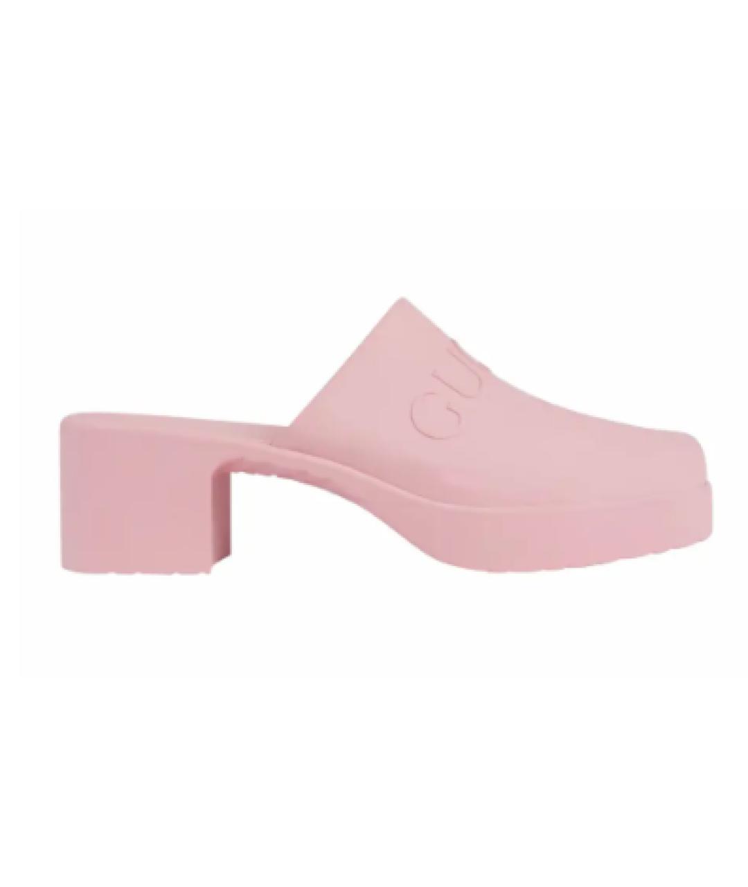GUCCI Розовые резиновые сабо, фото 8