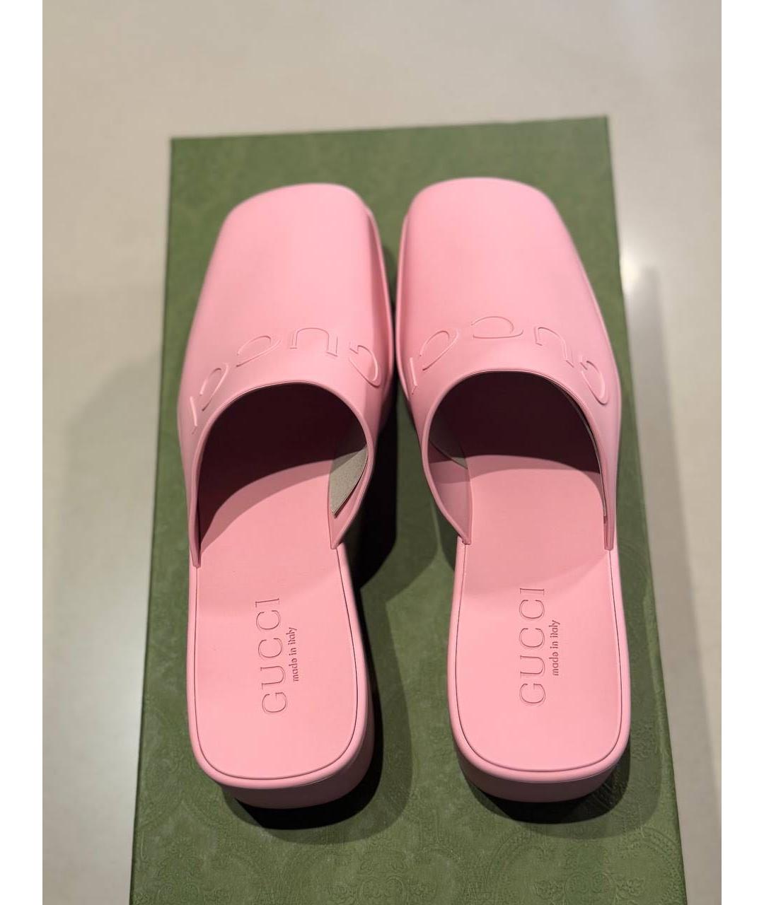 GUCCI Розовые резиновые сабо, фото 3