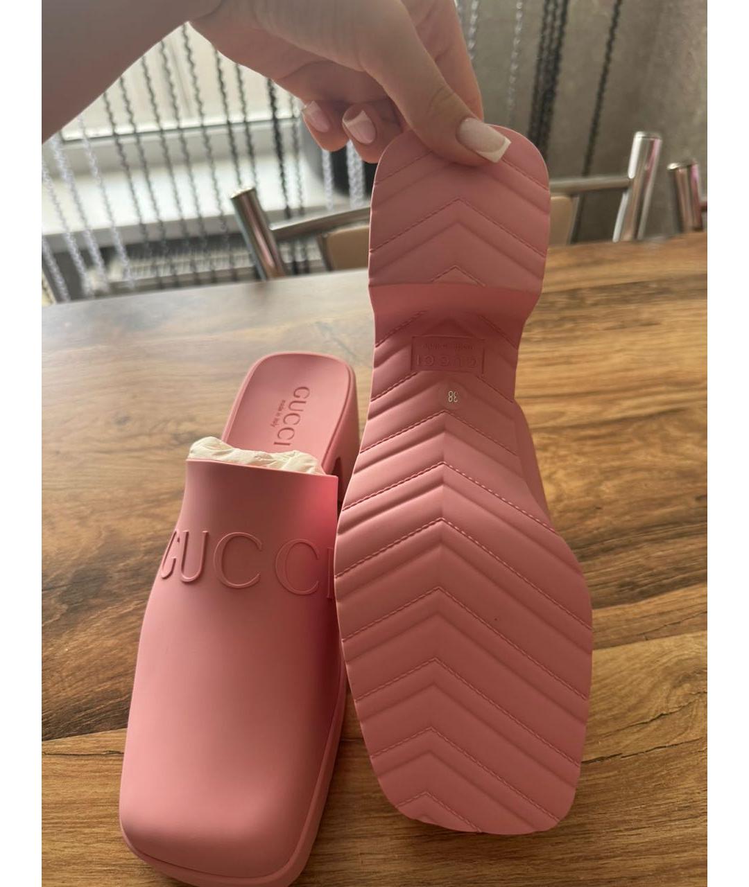 GUCCI Розовые резиновые сабо, фото 7