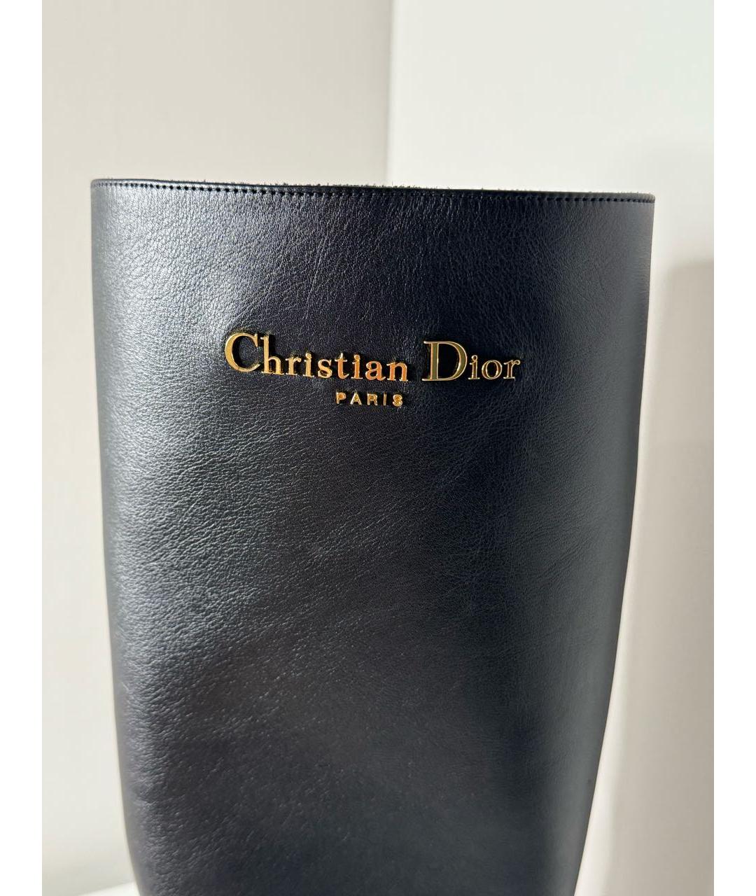 CHRISTIAN DIOR Черные кожаные сапоги, фото 8
