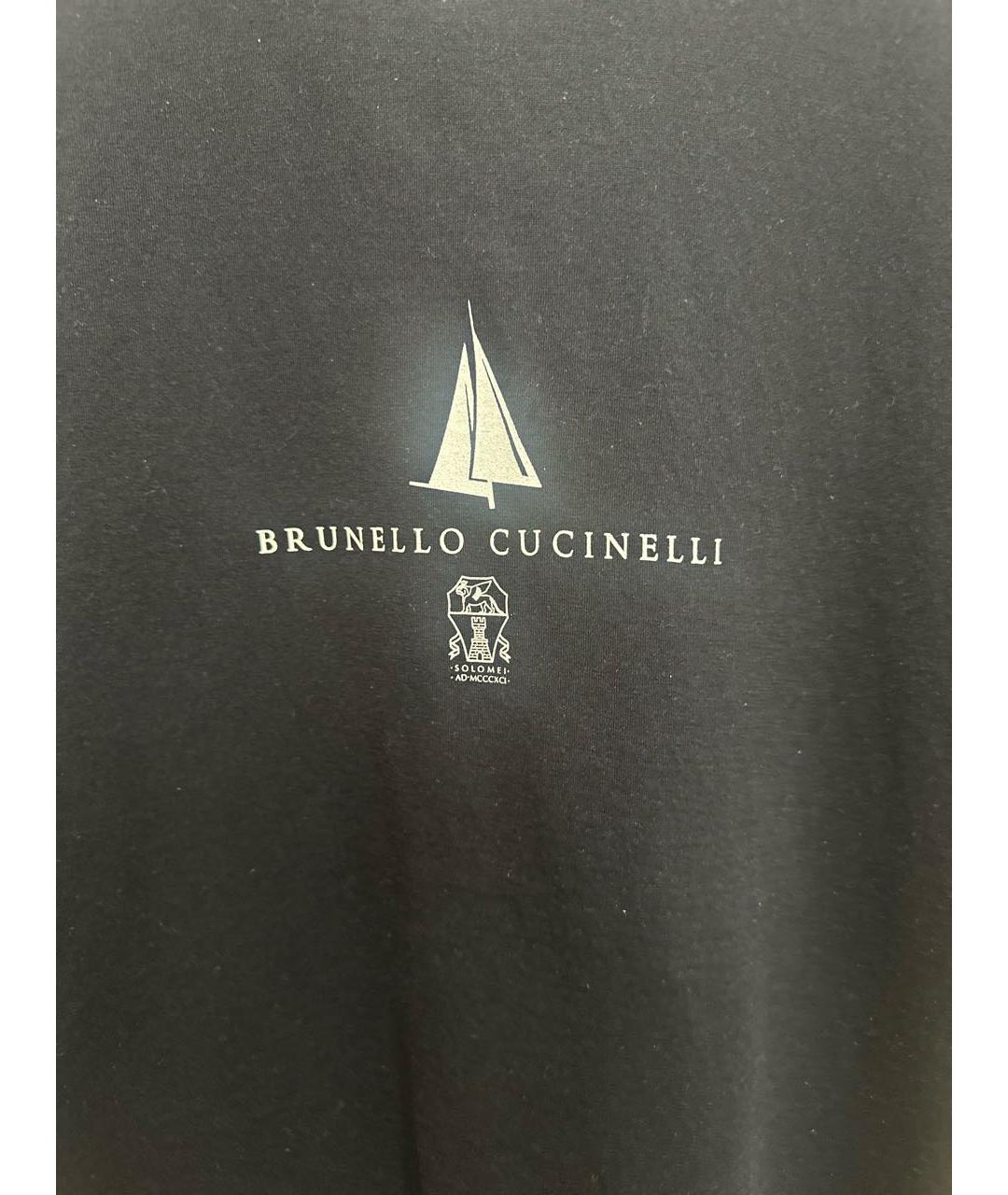 BRUNELLO CUCINELLI Черная хлопковая футболка, фото 4