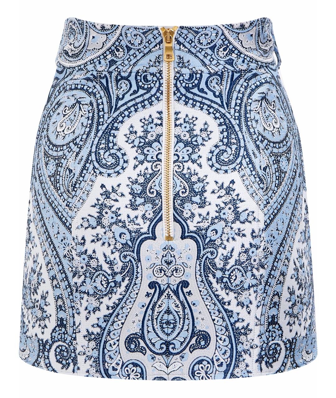 BALMAIN Голубая полиэстеровая юбка мини, фото 7