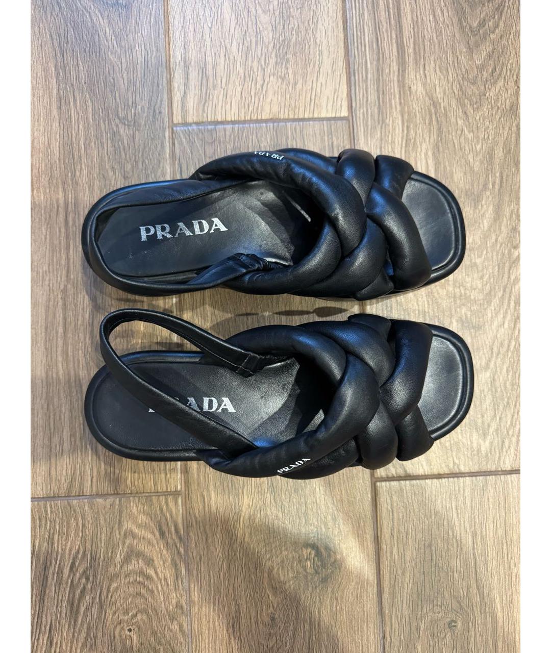 PRADA Черные кожаные сандалии, фото 2