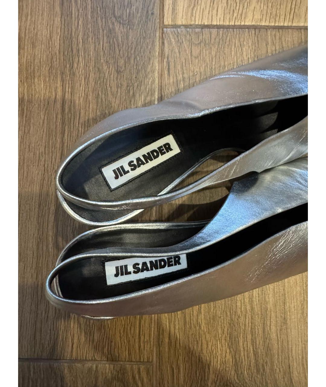 JIL SANDER Серебряные кожаные туфли, фото 6