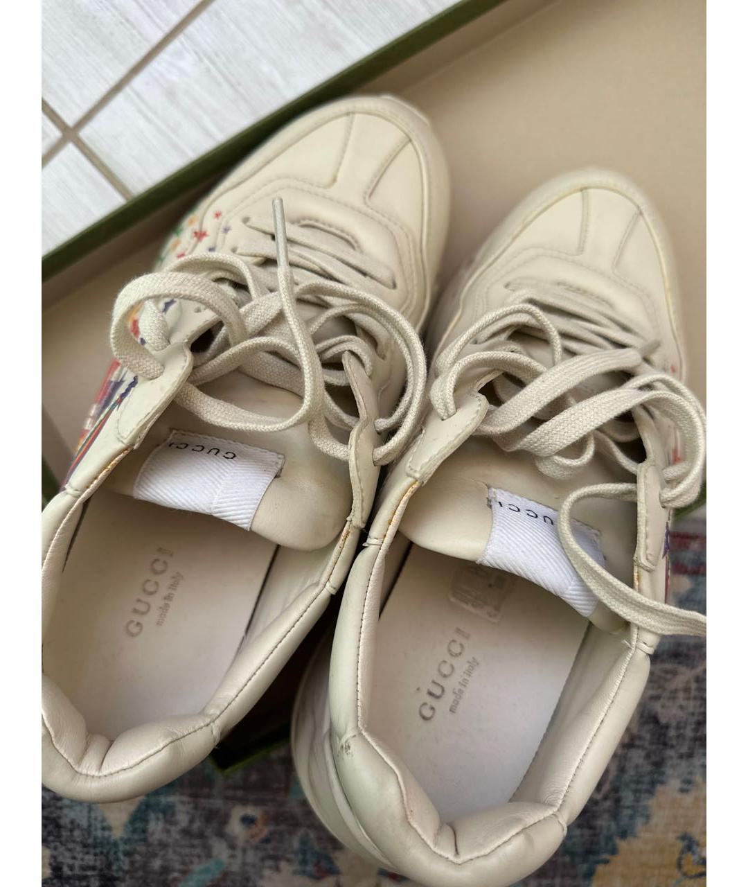 GUCCI Бежевые кожаные кроссовки, фото 3