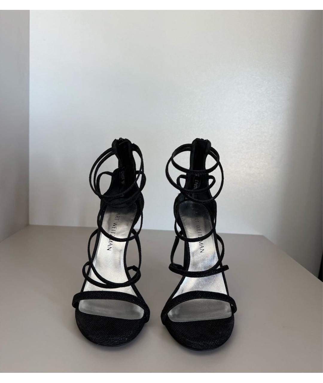 STUART WEITZMAN Черные кожаные босоножки, фото 2