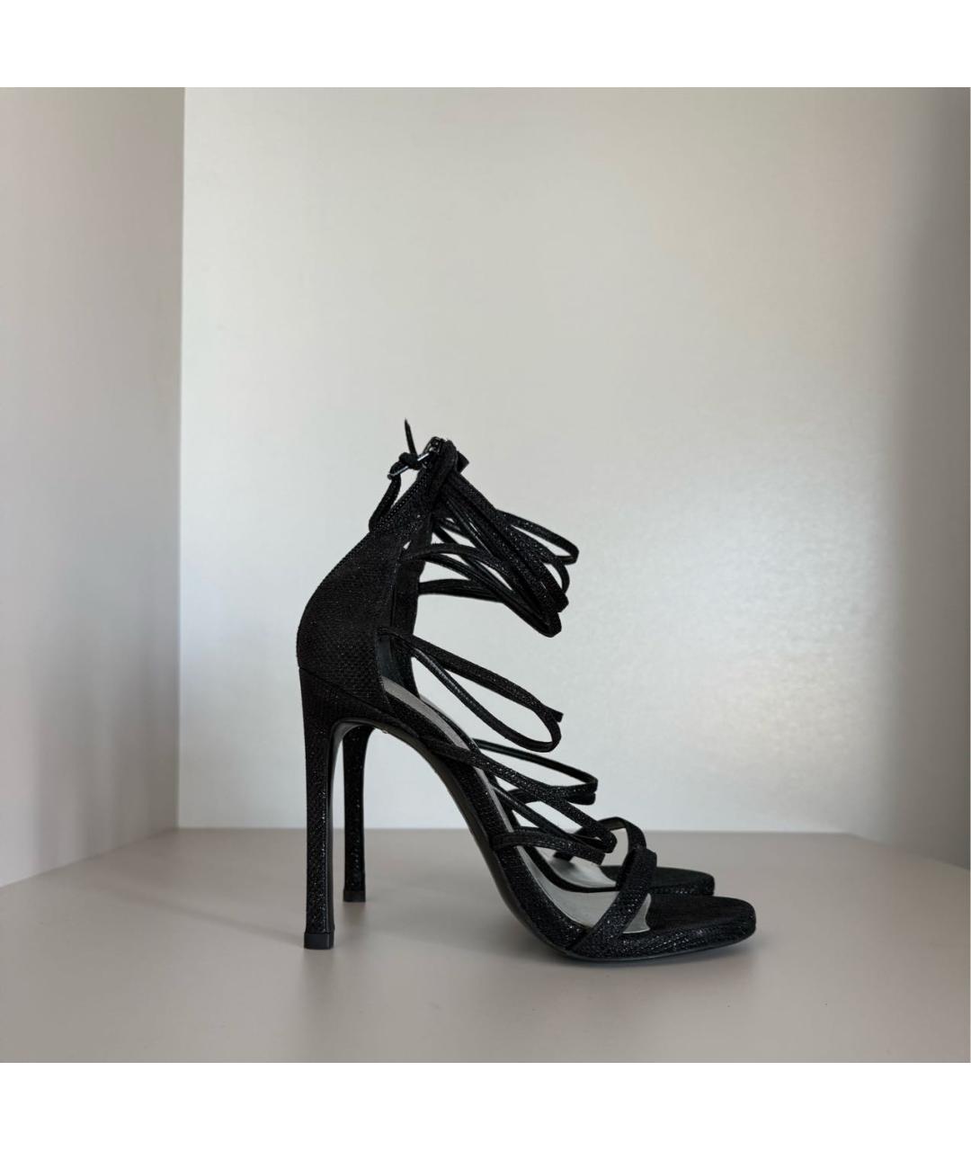 STUART WEITZMAN Черные кожаные босоножки, фото 9