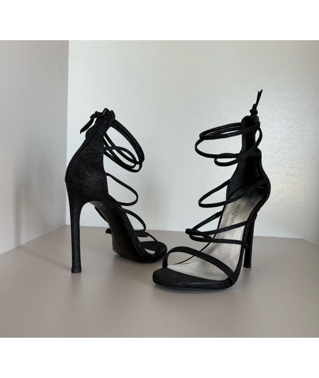 STUART WEITZMAN Черные кожаные босоножки, фото 6