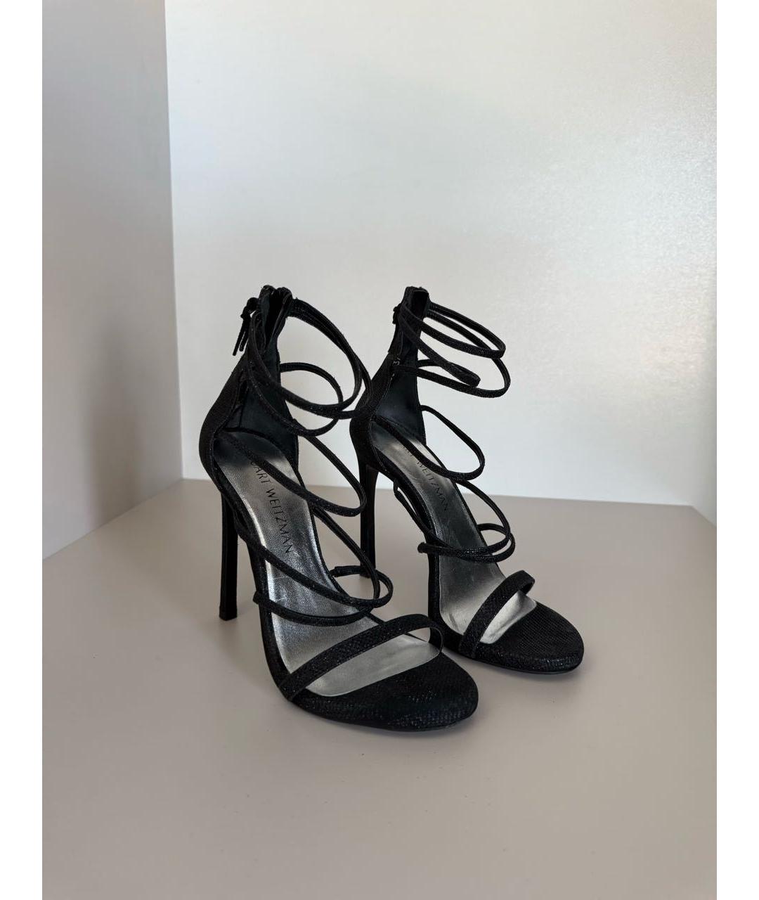 STUART WEITZMAN Черные кожаные босоножки, фото 3