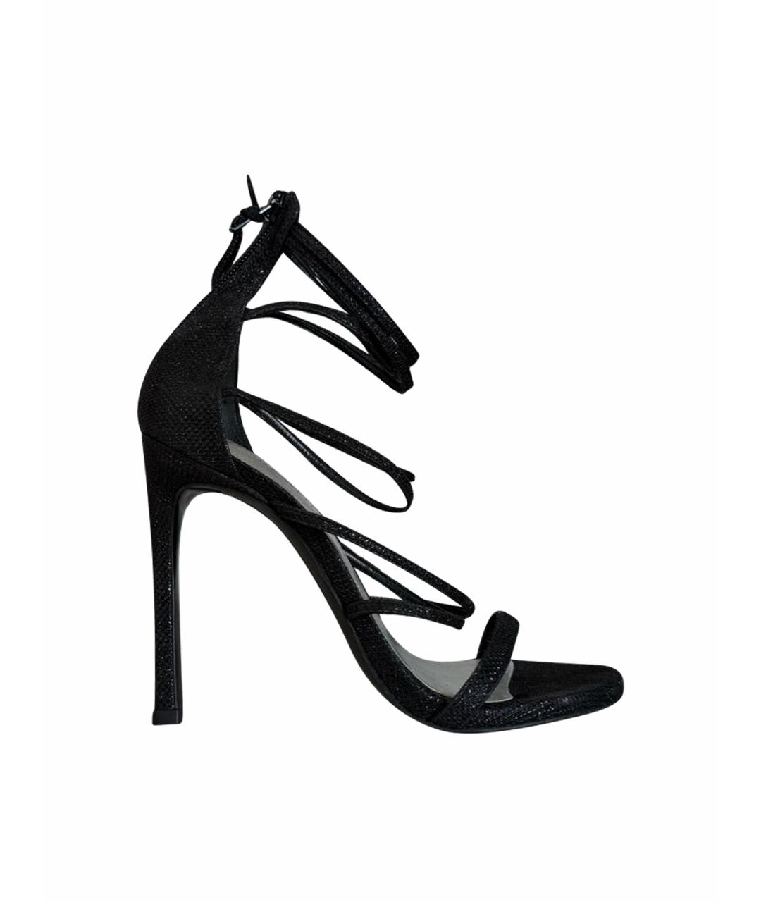 STUART WEITZMAN Черные кожаные босоножки, фото 1
