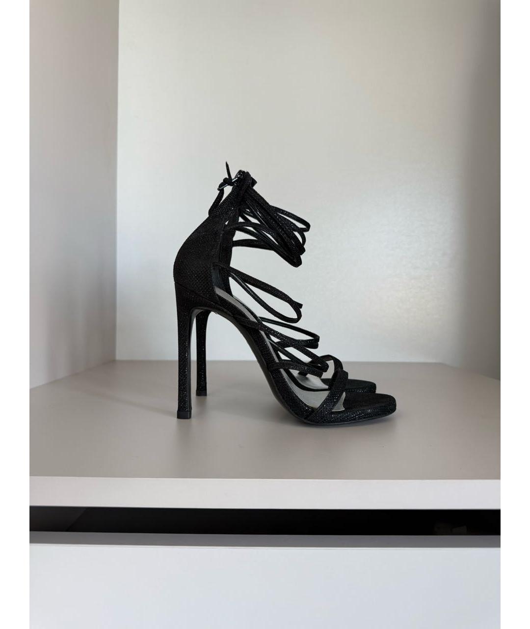 STUART WEITZMAN Черные кожаные босоножки, фото 7