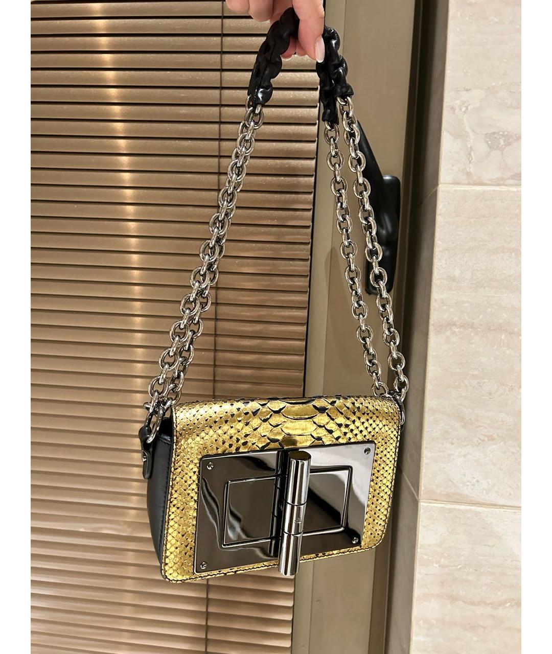 TOM FORD Золотая сумка через плечо из экзотической кожи, фото 2