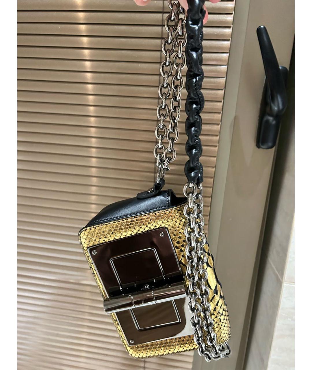TOM FORD Золотая сумка через плечо из экзотической кожи, фото 6