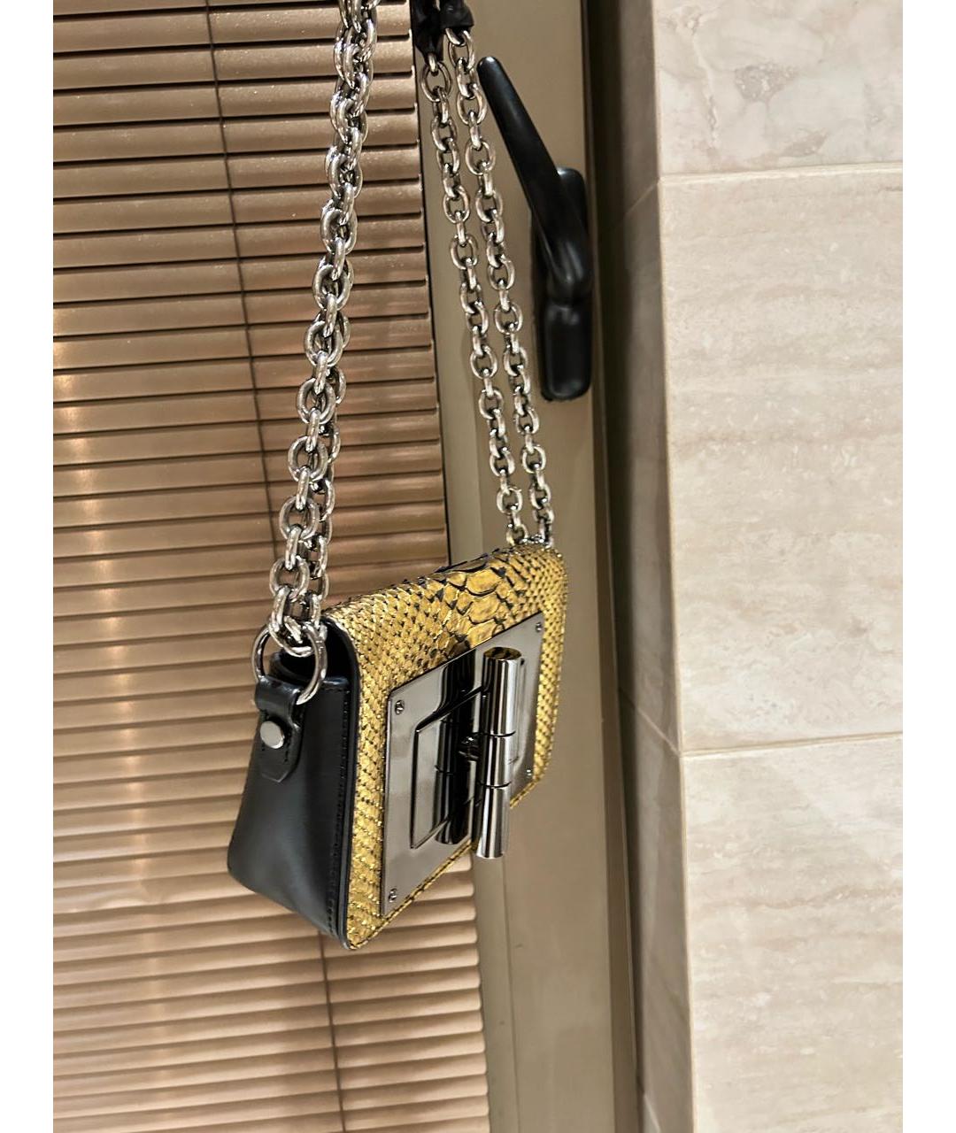 TOM FORD Золотая сумка через плечо из экзотической кожи, фото 5
