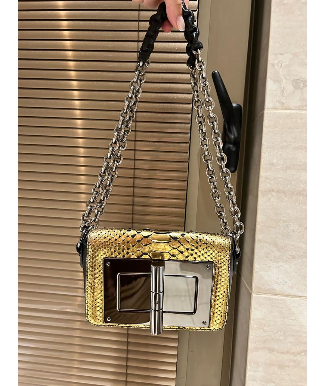 TOM FORD Золотая сумка через плечо из экзотической кожи, фото 1