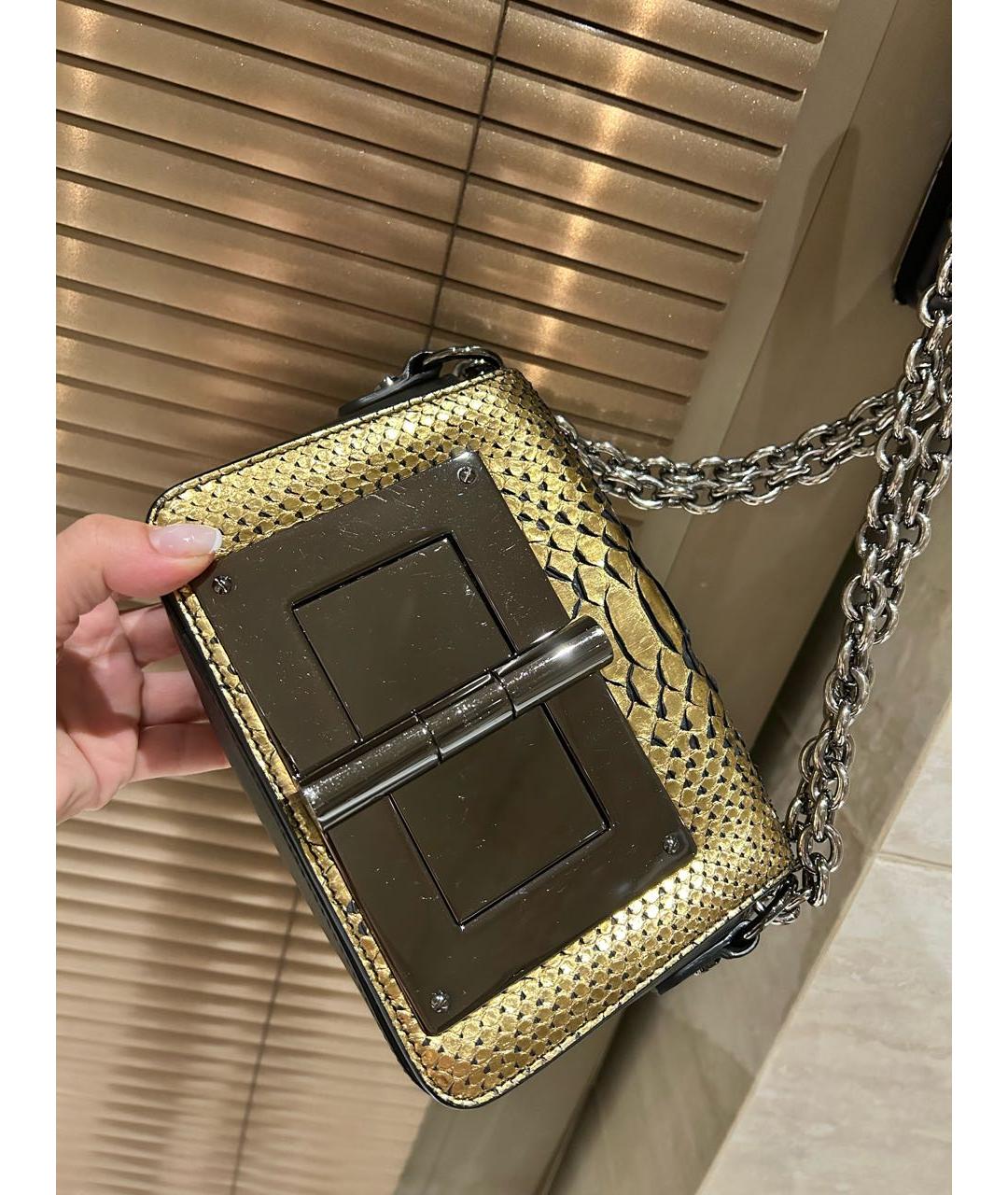 TOM FORD Золотая сумка через плечо из экзотической кожи, фото 3