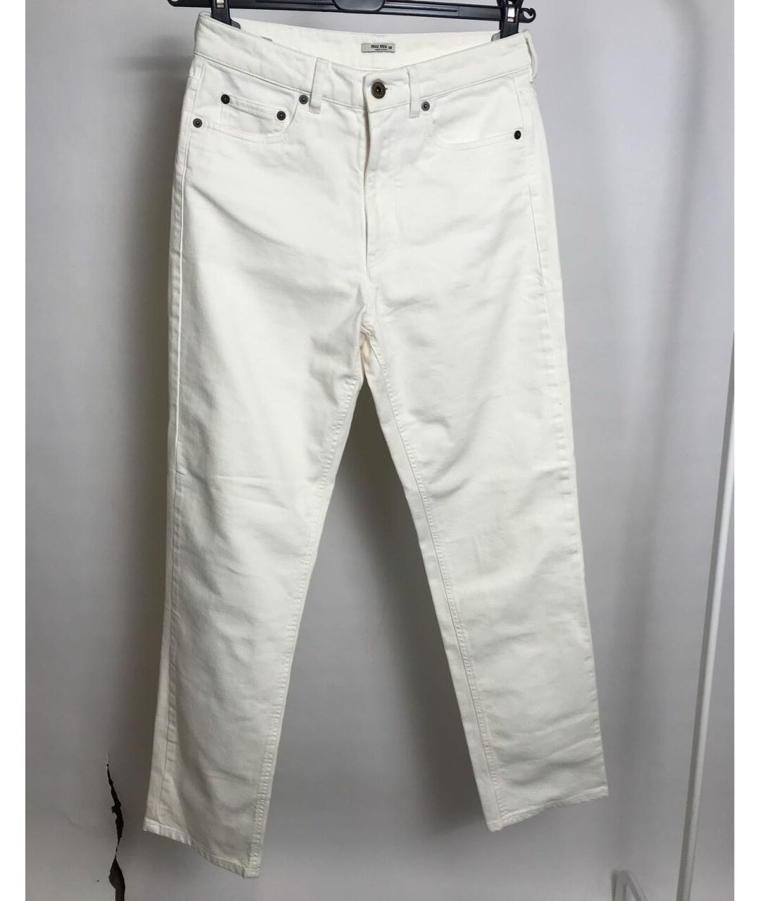MIU MIU Белые хлопковые прямые джинсы, фото 7