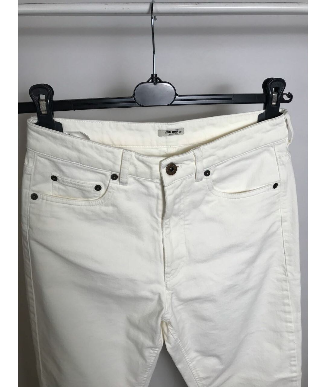 MIU MIU Белые хлопковые прямые джинсы, фото 5
