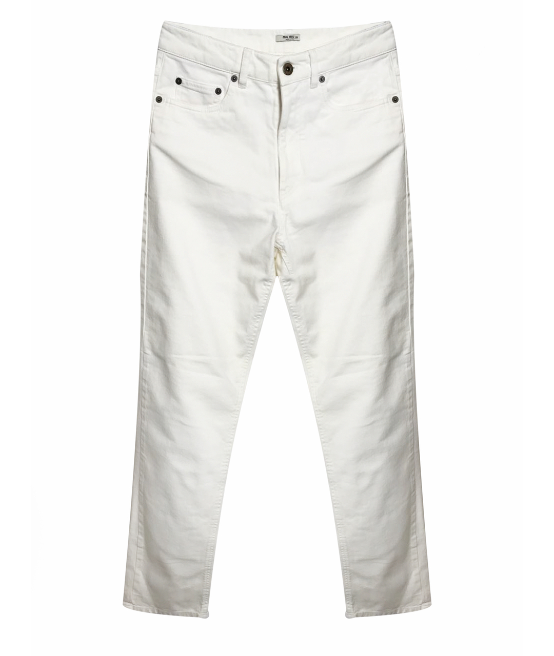 MIU MIU Белые хлопковые прямые джинсы, фото 1