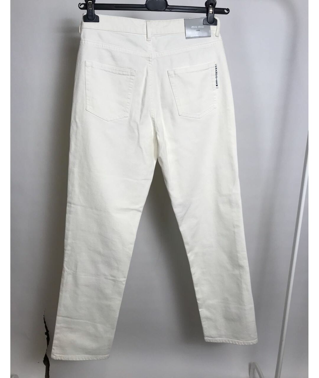 MIU MIU Белые хлопковые прямые джинсы, фото 2