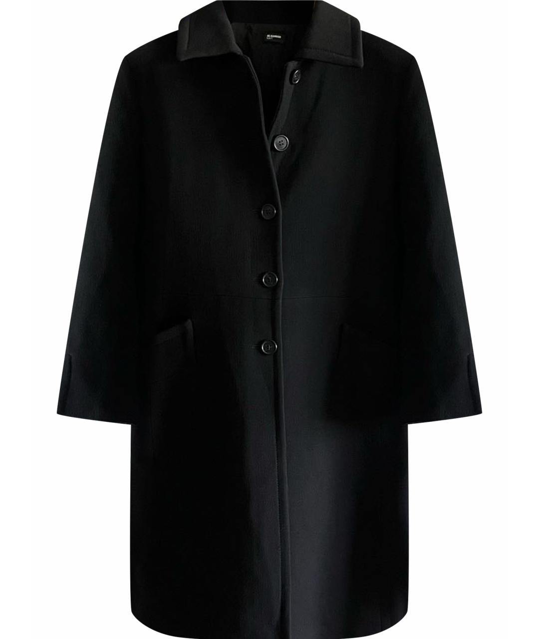 JIL SANDER Черное шерстяное пальто, фото 1