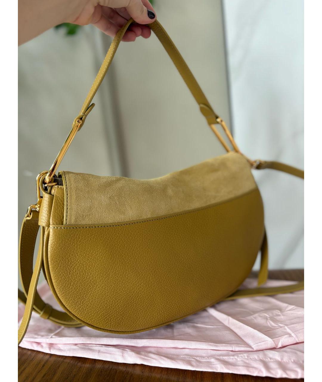 COCCINELLE Горчичная замшевая сумка через плечо, фото 5
