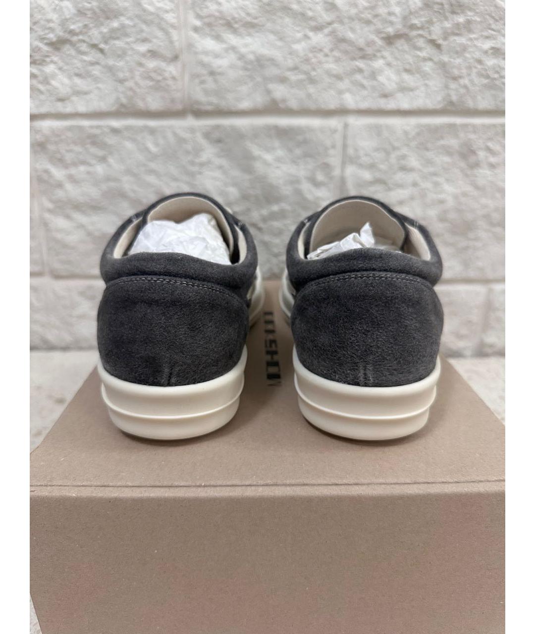 RICK OWENS Черные замшевые низкие кроссовки / кеды, фото 4
