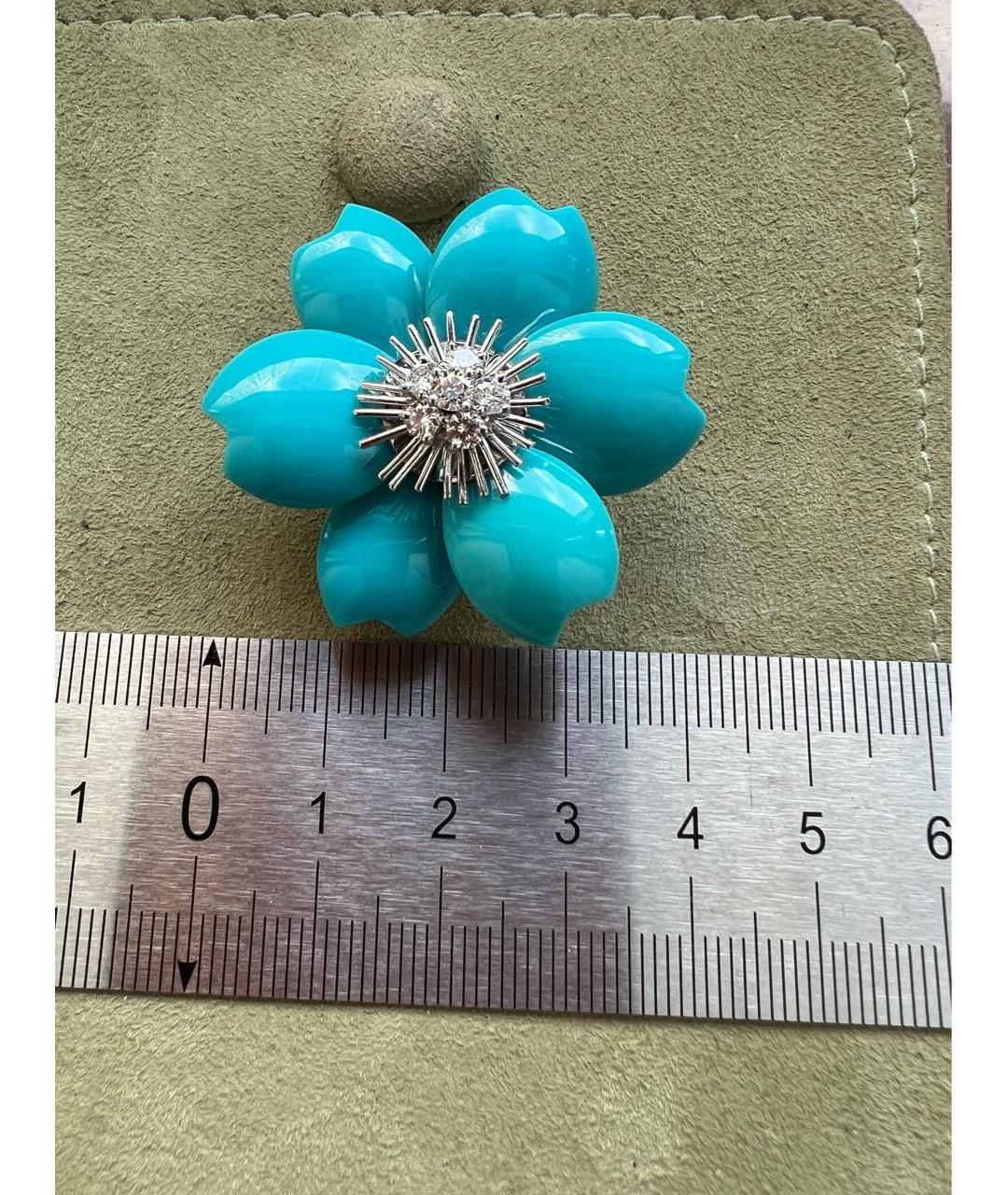 VAN CLEEF & ARPELS Бирюзовая платиновая булавка / брошь, фото 2