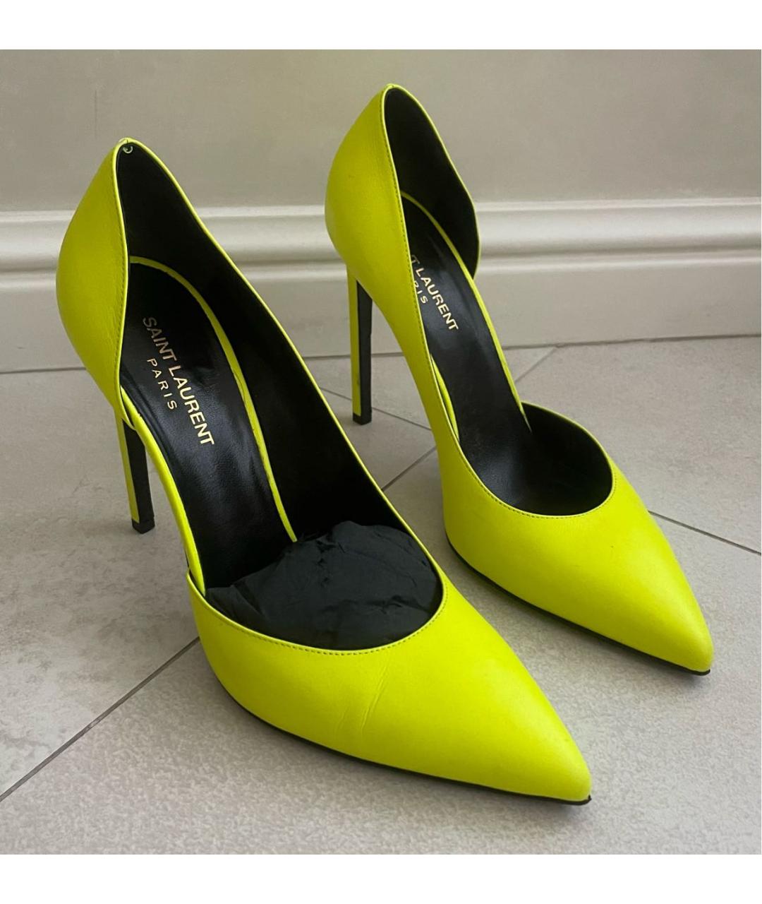 SAINT LAURENT Желтые кожаные туфли, фото 6