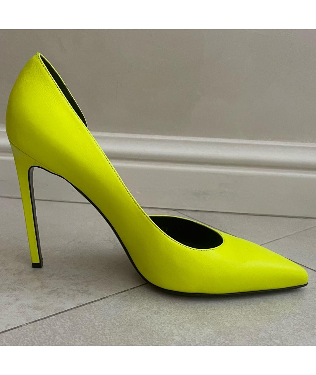 SAINT LAURENT Желтые кожаные туфли, фото 9