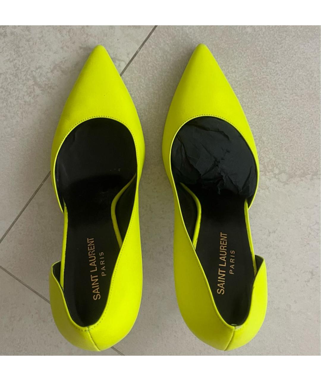 SAINT LAURENT Желтые кожаные туфли, фото 3