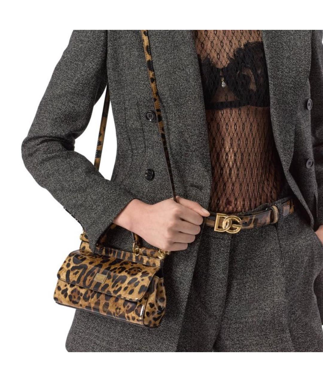 DOLCE&GABBANA Коричневая сумка с короткими ручками из лакированной кожи, фото 3