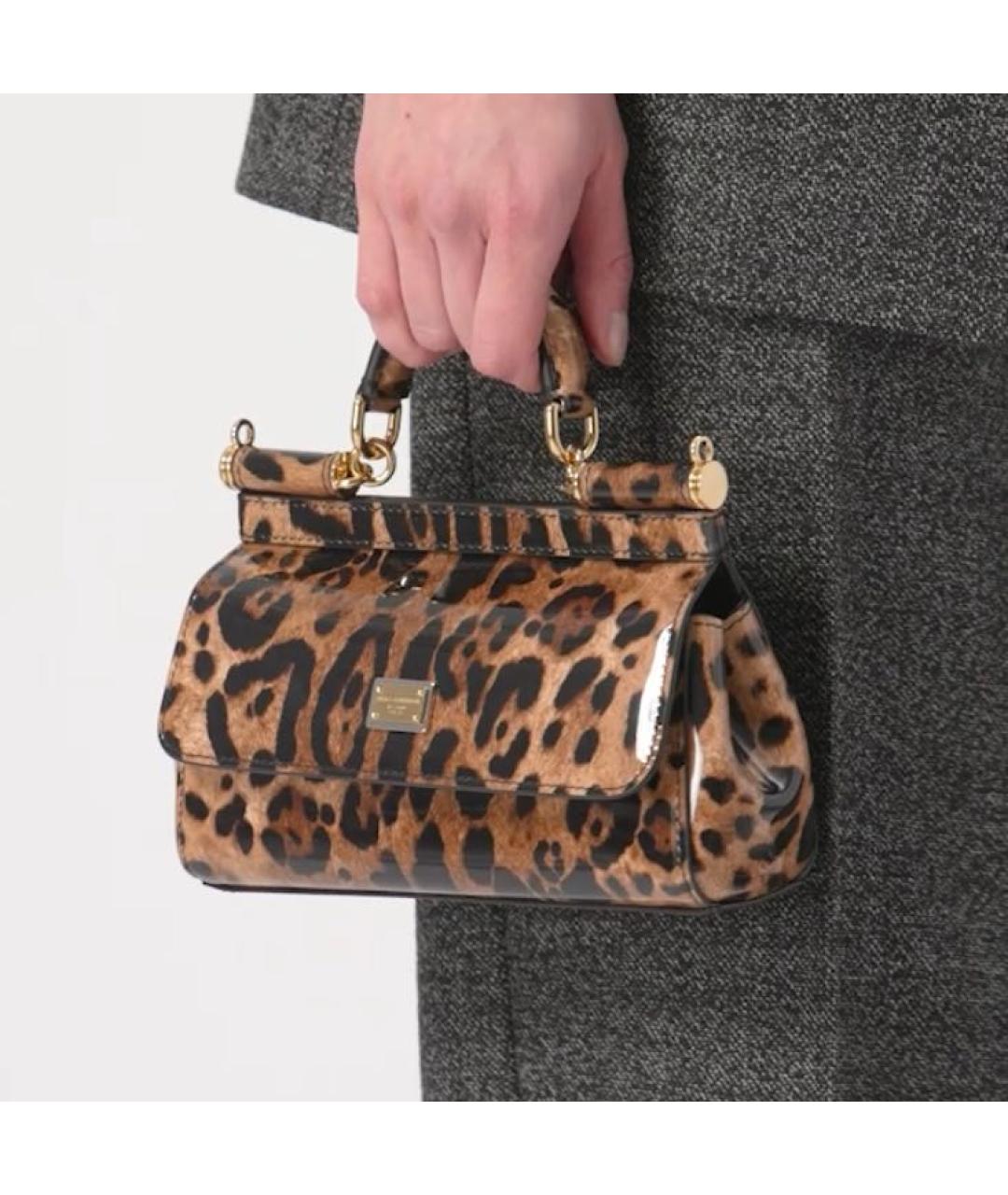 DOLCE&GABBANA Коричневая сумка с короткими ручками из лакированной кожи, фото 4
