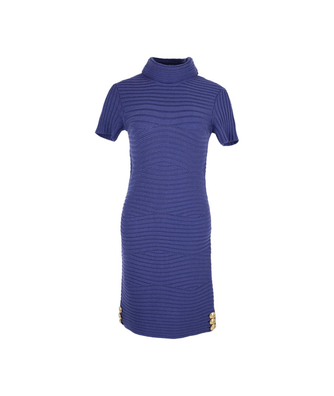 VERSACE Синее шерстяное повседневное платье, фото 1