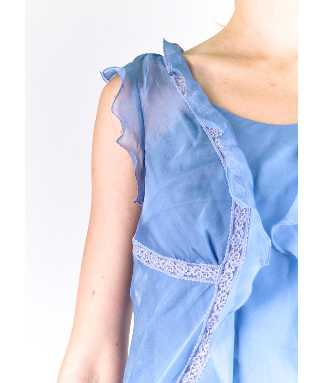 ALBERTA FERRETTI Голубое шелковое повседневное платье, фото 2