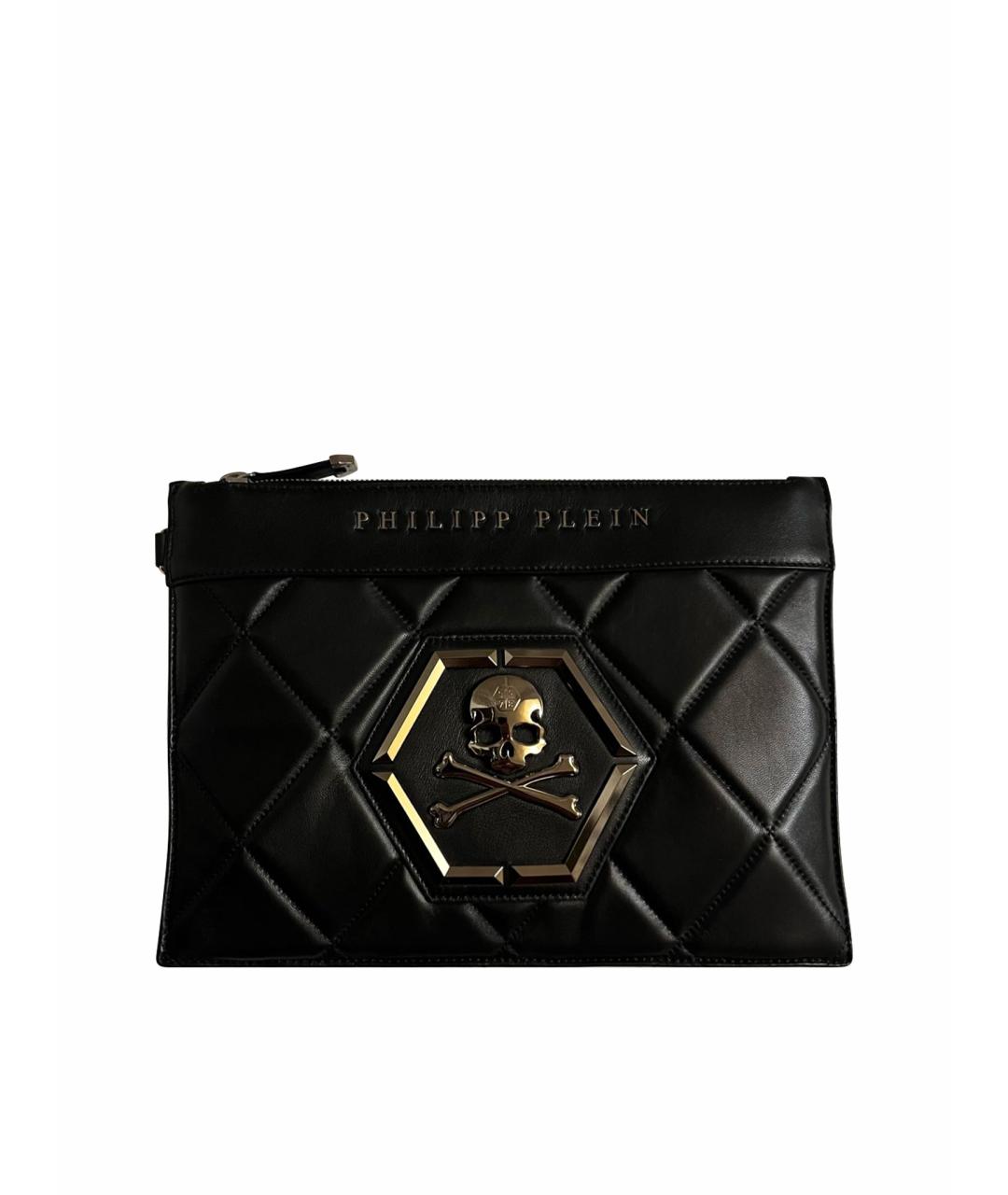 PHILIPP PLEIN Черная кожаная папка для документов, фото 1