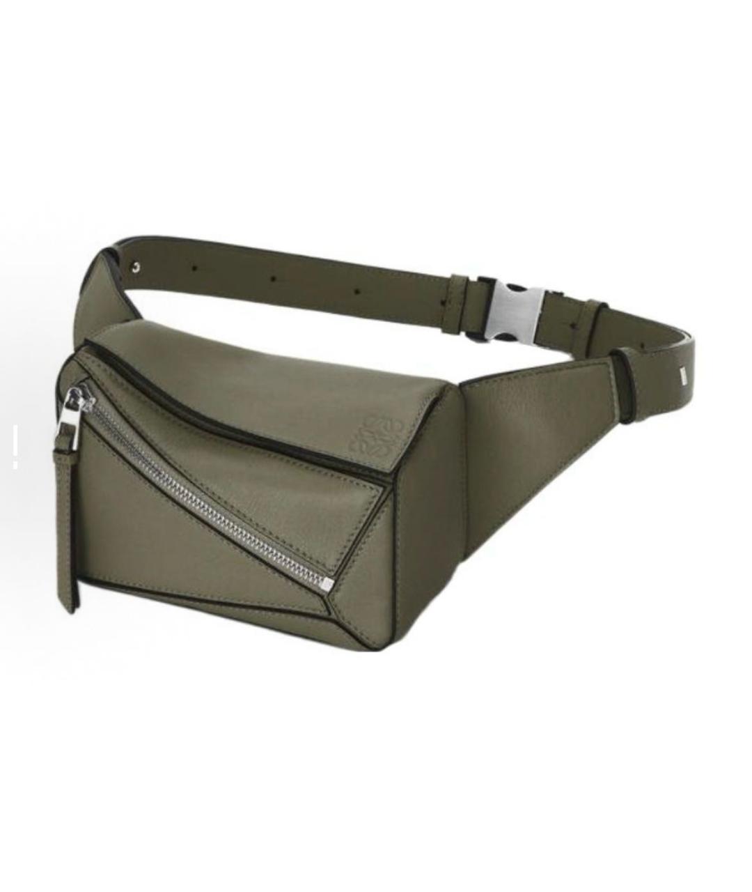 LOEWE Зеленая кожаная поясная сумка, фото 2