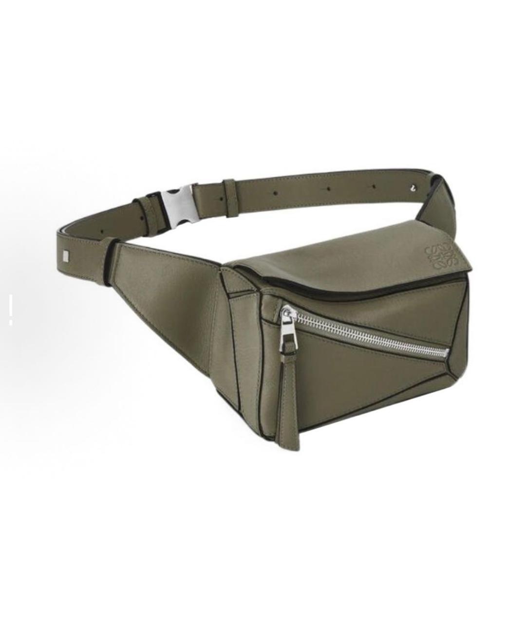 LOEWE Зеленая кожаная поясная сумка, фото 3