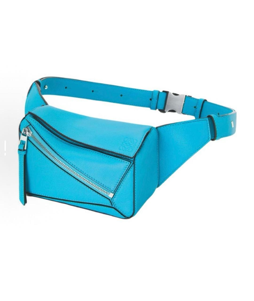 LOEWE Голубая кожаная поясная сумка, фото 7