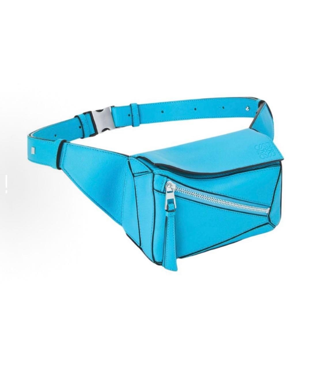 LOEWE Голубая кожаная поясная сумка, фото 6