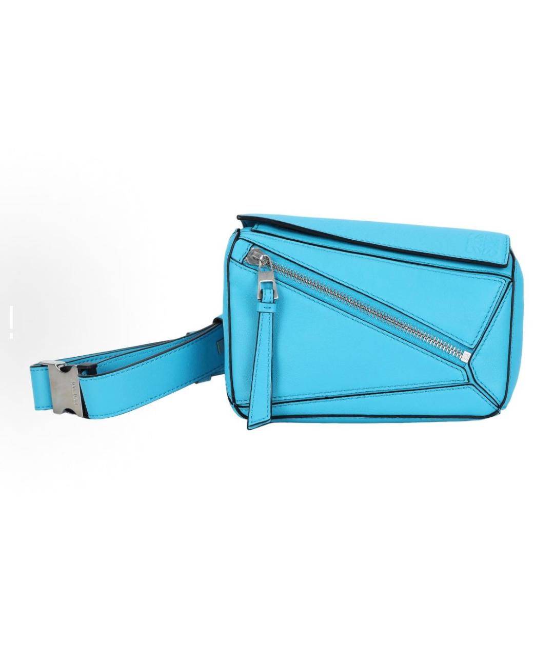 LOEWE Голубая кожаная поясная сумка, фото 9