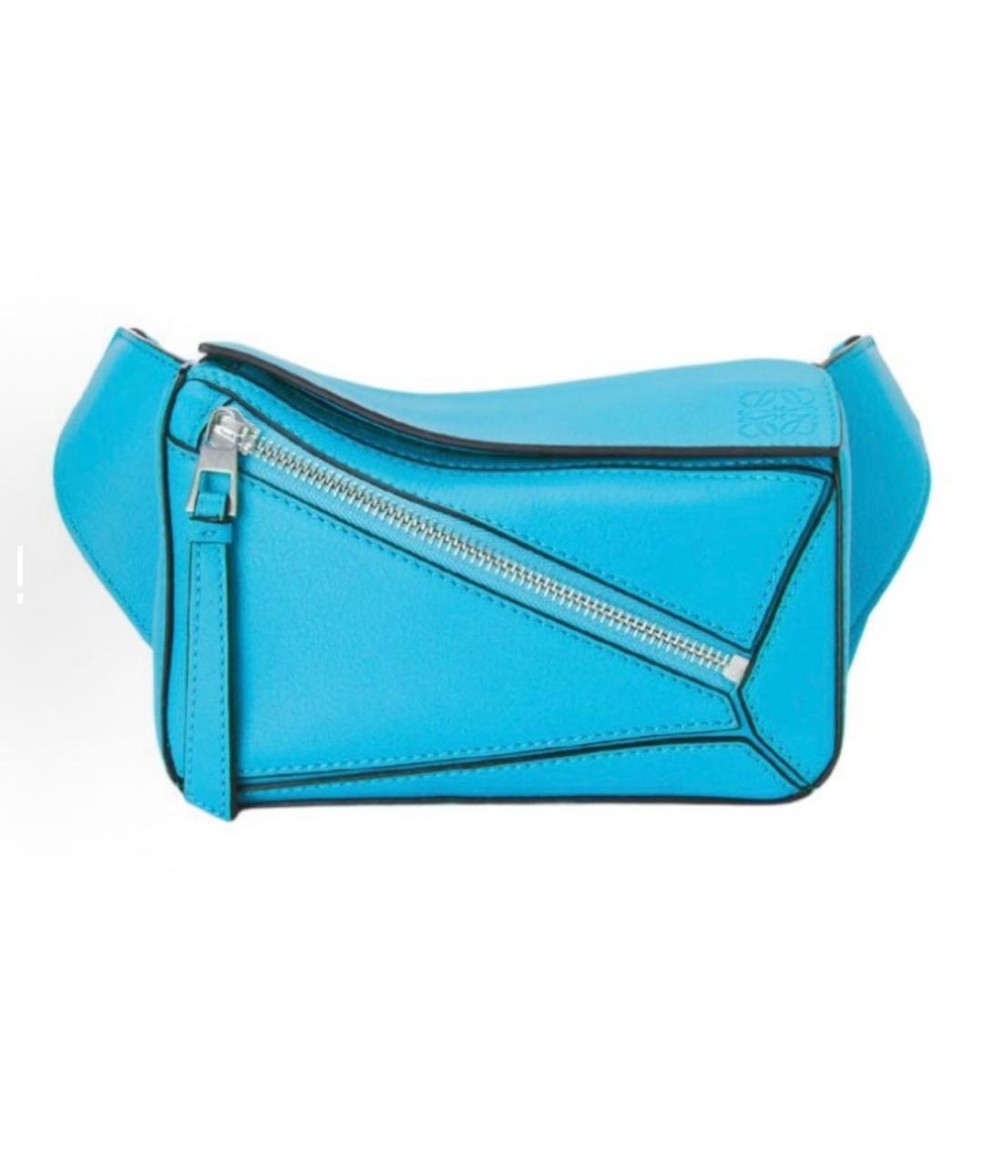 LOEWE Голубая кожаная поясная сумка, фото 5