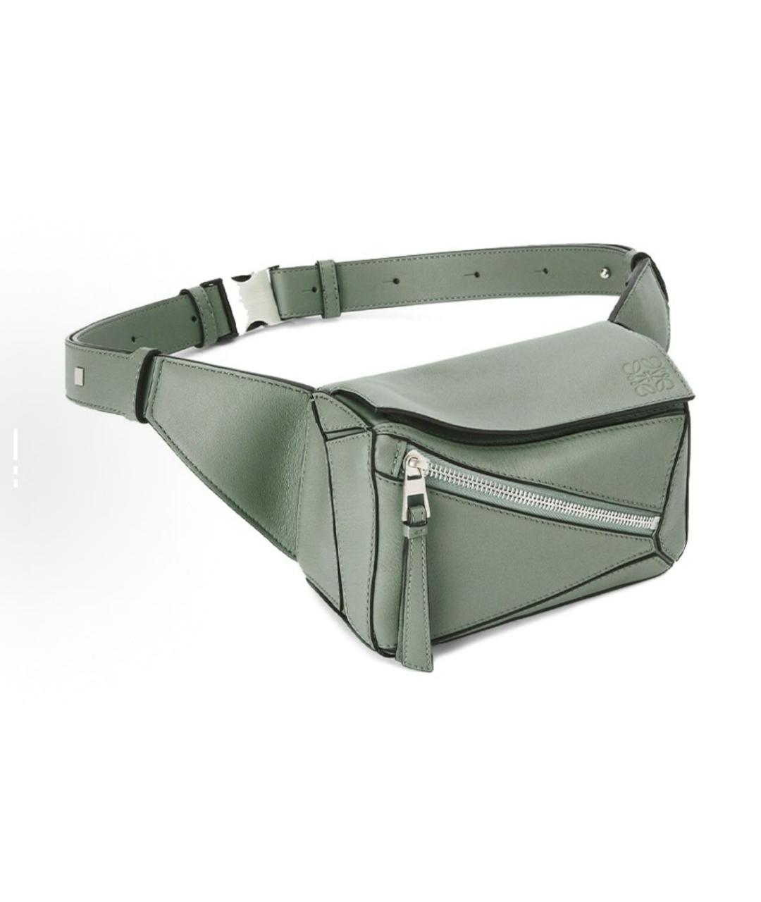LOEWE Зеленая кожаная поясная сумка, фото 2