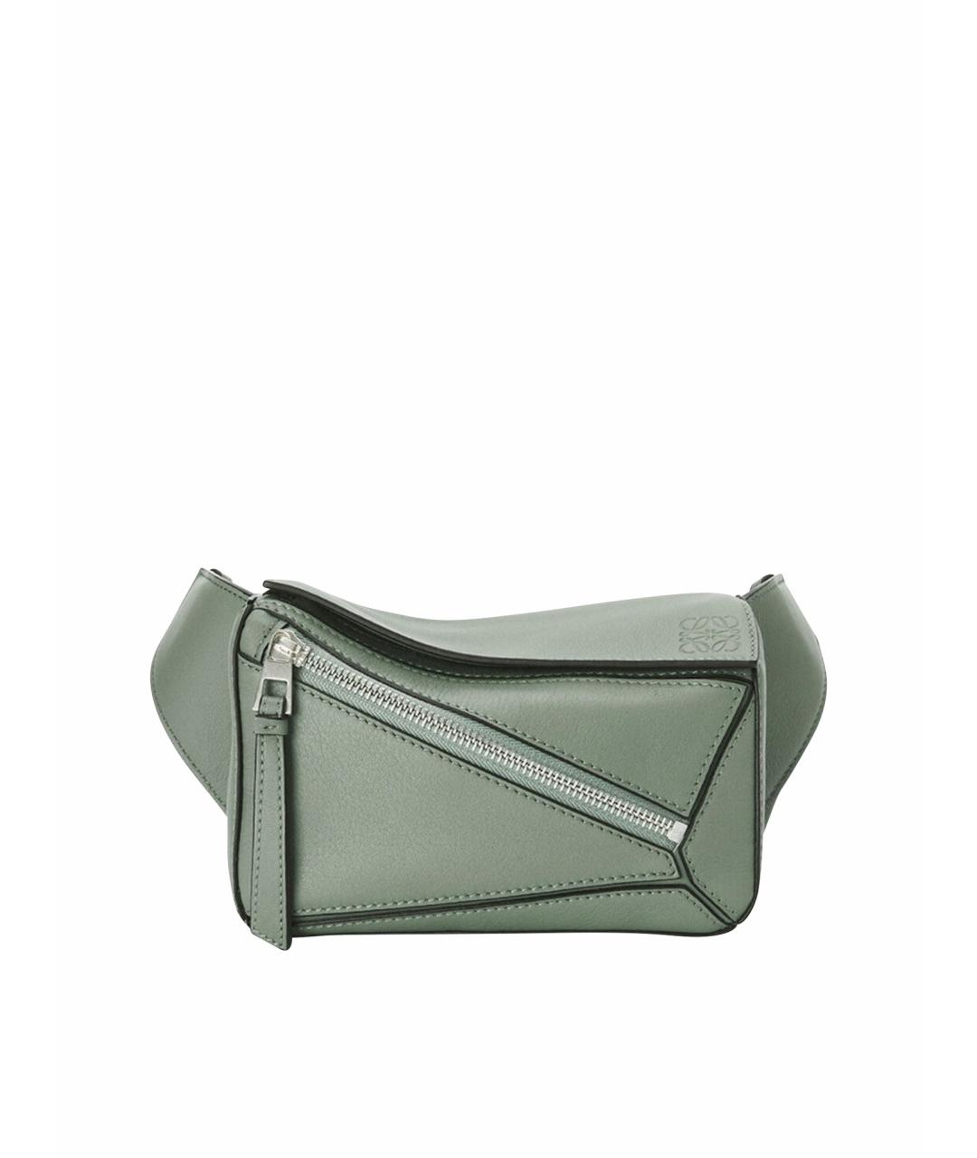 LOEWE Зеленая кожаная поясная сумка, фото 1