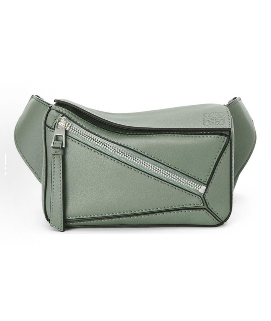 LOEWE Зеленая кожаная поясная сумка, фото 6