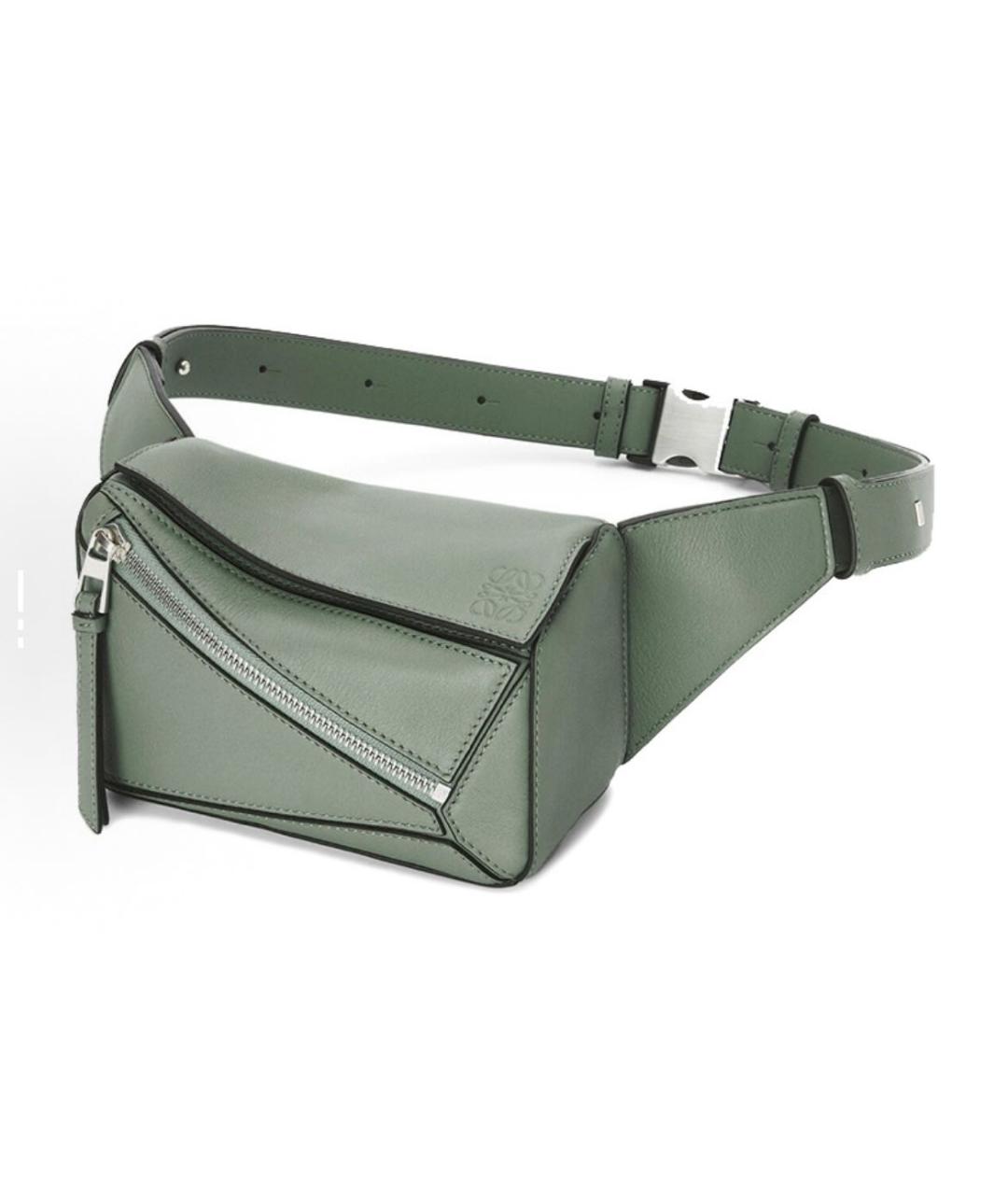 LOEWE Зеленая кожаная поясная сумка, фото 3