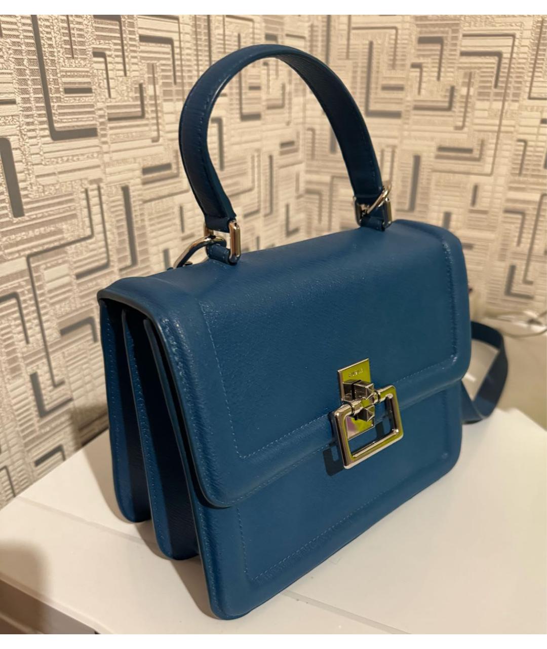 FURLA Синяя кожаная сумка с короткими ручками, фото 2