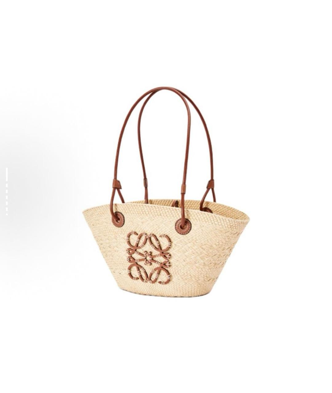 LOEWE Коричневая пелетеная пляжная сумка, фото 2